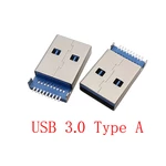 10Pcs USB 3.0 Type A Male Plug Solder Connector 9 Pin USB A Blue Port Plugs DIY Data Charging Repair Replacement Adapter