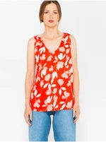 Orange floral linen blouse CAMAIEU - Women's