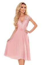 Chiffon dress with lace neckline Numoco