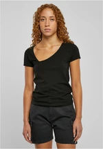 Women's T-shirt with an organic asymmetrical neckline in black