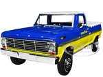 1969 Ford F-100 Pickup Truck Blue and Yellow with White Top and Bed Cover "Goodyear Tires" "Running on Empty" Series 6 1/24 Diecast Model Car by Gree