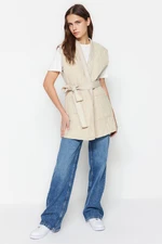 Trendyol Beige Waist, Belted, Quilted Vest