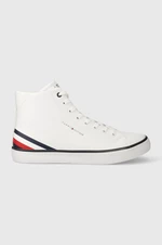 Kožené tenisky Tommy Hilfiger TH HI VULC CORE LTH pánske, biela farba, FM0FM04816