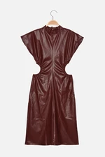 Trendyol Claret Red Cut Out Detailed Stand Collar Dress