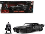 Batmobile Matt Black with Batman Diecast Figurine "The Batman" (2022) Movie "DC Comics" 1/32 Diecast Model Car by Jada