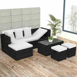 4 Piece Outdoor Patio Furniture Set Garden Lounge Set with Cushions Poly Rattan Black