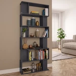 Book Cabinet/Room Divider High Gloss Gray 31.5"x9.4"x75.6" Chipboard