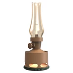 Tubicen OLD DAYS T140004 Khaki 2-Light Cordless LED Oil Lamp Nightstand Kerosene Lamp Rechargeable with Airflow & Gravit