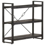 3-Tier Bookcase Black 35.4"x11.8"x31.5" Solid Mango Wood