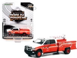 2018 Ram 3500 Dually Crane Truck Red and White with Stripes "FDNY (Fire Department of the City of New York) Plant Ops" "Dually Drivers" Series 10 1/6