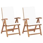 Polohovací zahradní židle 2 ks teakové dřevo Dekorhome Krémová,Polohovací zahradní židle 2 ks teakové dřevo Dekorhome Krémová