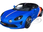 2021 Alpine A110S "F1 Team" Blue Metallic and Matt Black with Stripes and Graphics "Trackside Edition" "Competition" Series 1/18 Diecast Model Car by