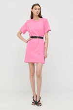 Bavlněné šaty Notes du Nord růžová barva, mini