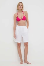 Plážové šortky Max Mara Beachwear dámske,biela farba,jednofarebné,vysoký pás,2416141019600