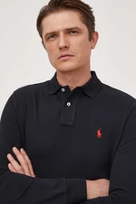 Bavlněné tričko s dlouhým rukávem Polo Ralph Lauren černá barva