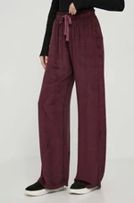 Kalhoty Deha dámské, vínová barva, široké, high waist