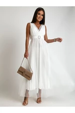 White maxi dress with tulle