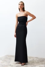 Trendyol Black Body-Sitting Woven Long Evening Dress