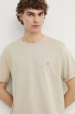 Bavlnené tričko Les Deux béžová farba, jednofarebný