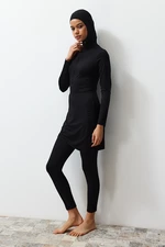 Trendyol Black Color Block Beachwear Fully Covered 4-Piece Swimsuit Set