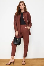 Trendyol Dark Brown Pocket Detailed Snap Closure Shirt-Pants Woven Suit