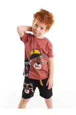 Denokids Skateboarding Boys' Cotton T-Shirt Black Shorts Set