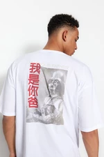Trendyol White Men's Licensed Oversize/Wide Cut Short Sleeve Star Wars Printed T-Shirt