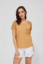 T-shirt with lace Moodo - beige
