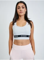 Světle šedá žíhaná sportovní podprsenka Guess Aline - Dámské