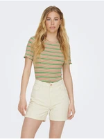Green-beige women's striped T-shirt ONLY Janie - Women's