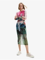 Green-pink women's sheath midi dress Desigual Skyline - Women's
