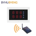 BYHUBYENG Queue 433mhz Repeater Wireless Service Waiter Call Receiver Paging Pager Nurse Display Calling System Watch Button