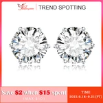 JewelryPalace Moissanite D Color Total 0.6ct 1ct 2ct 3ct 4ct 6ct S925 Sterling Silver Stud Earrings for Woman
