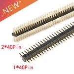 10pcs/Lot 1.27mm 1*40 2*40 Pin Header Male Pitch Male Single/Double Row Pin Header Strip Gold Plated Copper Connector