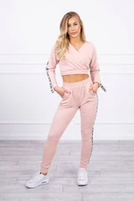 Set with decorative stripes dark powder pink