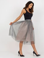 Dark grey flared tulle skirt