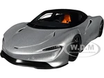 McLaren Speedtail Supernova Silver Metallic with Black Top and Suitcase Accessories 1/18 Model Car by Autoart