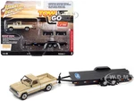 1983 Ford Ranger XLS Pickup Truck Light Desert Tan and White with Open Flatbed Trailer Limited Edition to 7264 pieces Worldwide "Tow &amp; Go" Series