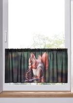 Vitrážková záclona s veveričkovou potlačou