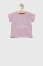 Bavlněné dětské tričko United Colors of Benetton růžová barva