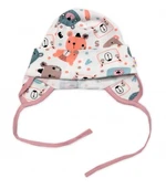 Čepička na zavazování, bavlna, Space Bear, Baby Nellys, pudrová, vel. 50-56 (0-2m)