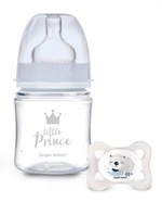 Antikoliková lahvička 120ml + dudlík set Canpol Babies, Mini Boy - Little Prince