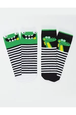 Denokids Bros. Crocodile Boys Black Green Crewneck Socks 2 Pairs Set