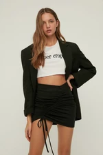 Trendyol Black Shirred Detail, Fitted Mini Knitted Skirt