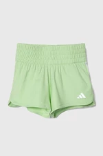 Detské krátke nohavice adidas zelená farba, s nášivkou