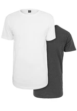 Pre-Pack Shaped Long Tee 2-Pack White+Charcoal