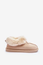 Women's slippers with fur, light beige Rope
