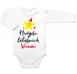 Body dlouhý rukáv Hvězda letošních Vánoc, Baby Nellys, bílé, vel. 68 (3-6m)