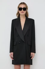 Vlnené šaty Luisa Spagnoli čierna farba, mini, rovný strih
