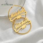 Nextvance Earrings 2021 Trend Personalised Stainless Steel Custom Name hoop Earring Nameplate Handmade For Women Jewelry Gift